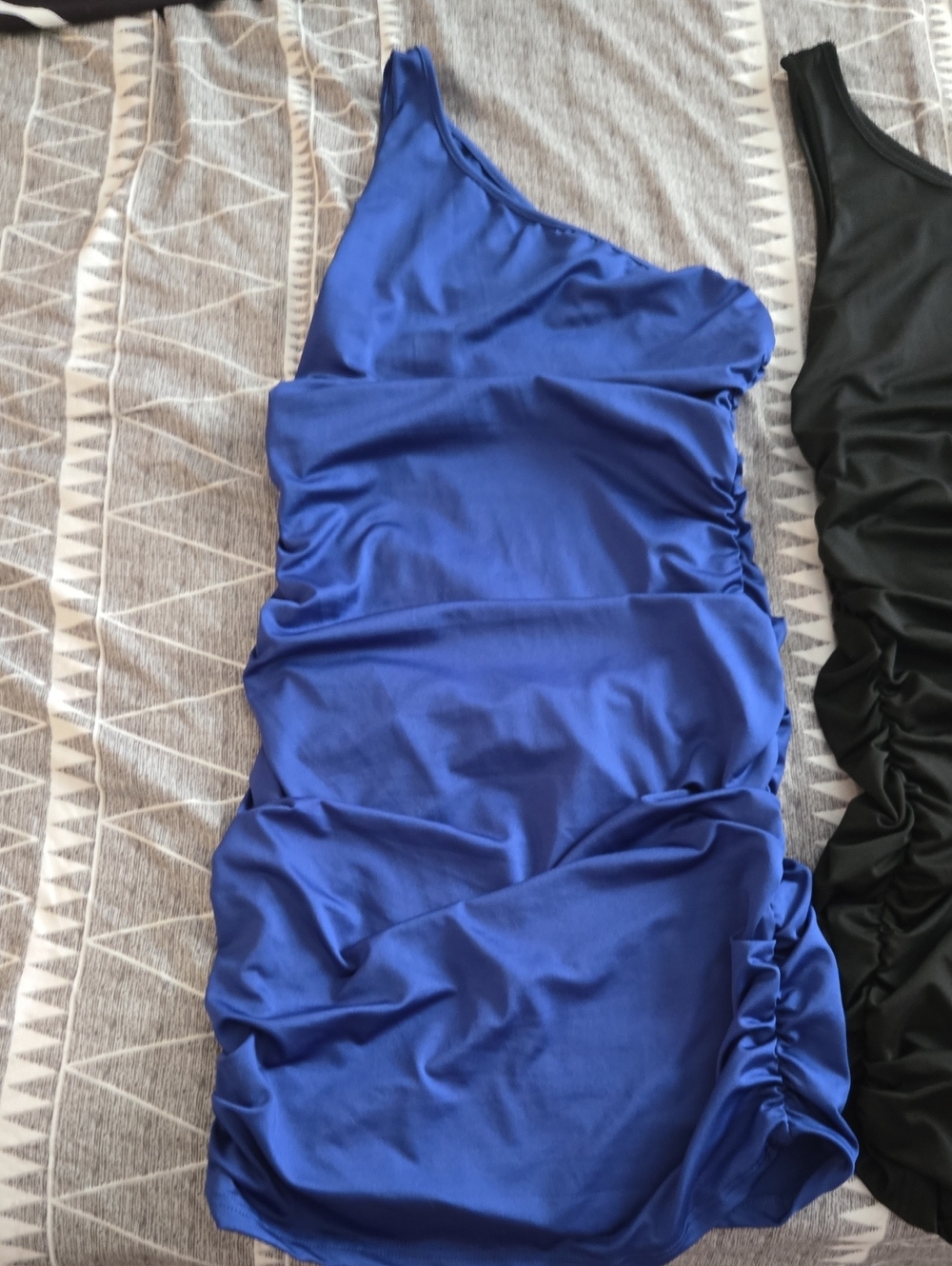 One-Shoulder Ruched Cocktail Dress in Royal Blue